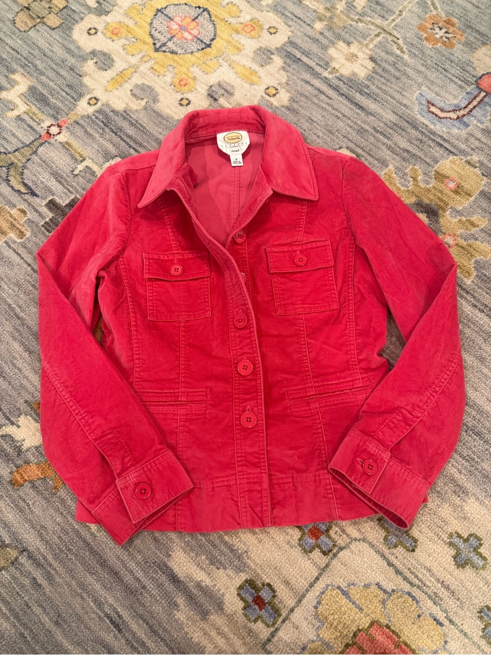 Talbots Petites Corduroy Blazer Jacket Women's Size 8 8P Button Up Hot Pink